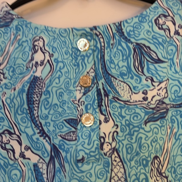 LILLY PULITZER CHARLENE NICE TAIL SPA BLUE MERMAID COTTON STRETCH SHIFT DRESS - Picture 5 of 6